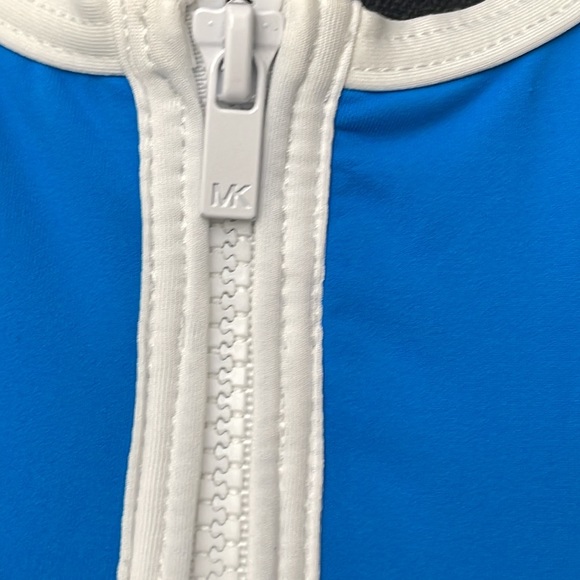 Michael Kors Racerback Tankini Colorblock Top w/ Zip Front - Picture 5 of 11